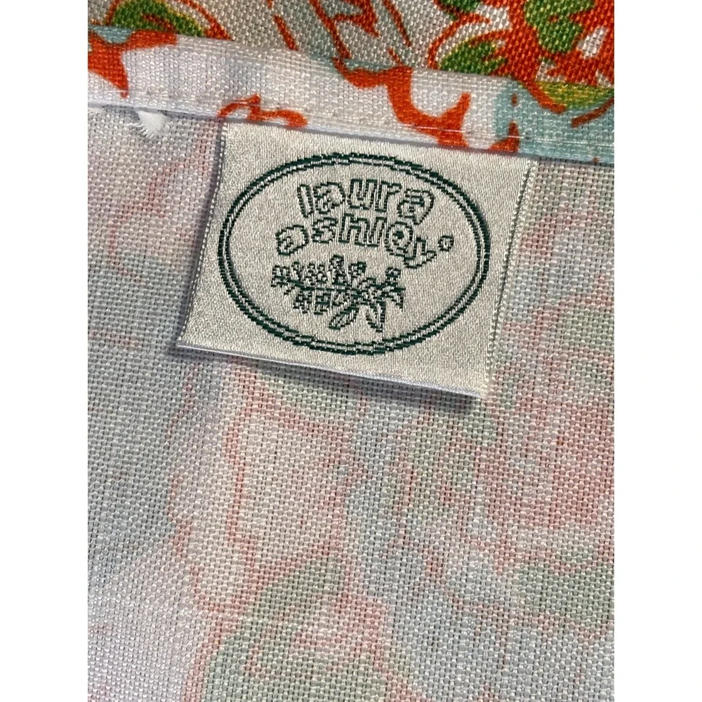 Vintage‎ Laura Ashley Floral Fabric Napkins Set of 4 Orange Green Cottage EUC